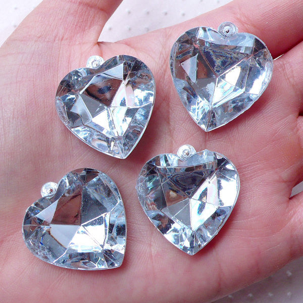 Acrylic Heart-shaped Gemstones for Glass Fillers
