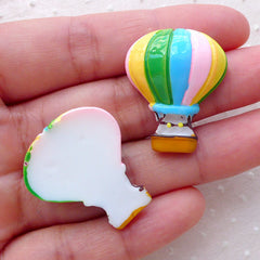 Decoden Cabochons / Hot Air Balloon Cabochon (2pcs / 24mm x 28mm / Flatback) Baby Shower Party Decor Vacation Travel Phone Case Deco CAB480