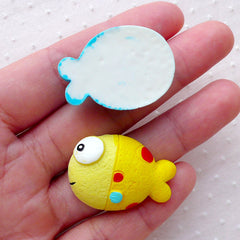 Fish Cabochon Mix / Kawaii Cabochons (7pcs / 30mm x 22mm / Flat Back) Baby Shower Decor Cute Scrapbooking Marine Life Embellishment CAB484