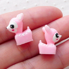 3D Roe Deer Cabochon / Decoden Cabochons (2pcs / 12mm x 15mm / Pink) Kawaii Phone Case Fairy Garden Whimsical Animal Embellishment CAB485