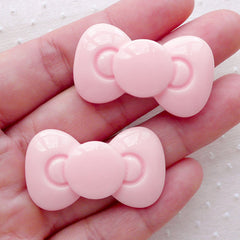 Pastel Pink Bow Cabochon / Bowtie Decoden Cabochon (2pcs / 36mm x 21mm / Flatback) Kawaii Phone Case Decoration Hairclip Hair Pin DIY CAB494