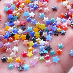 Super Tiny Star Ceramic Cabochon (100pcs / 4mm / Mix / Flatback) Assorted Mini Star Sprinkles Nail Art Stud Embellishment Card Making NAC295