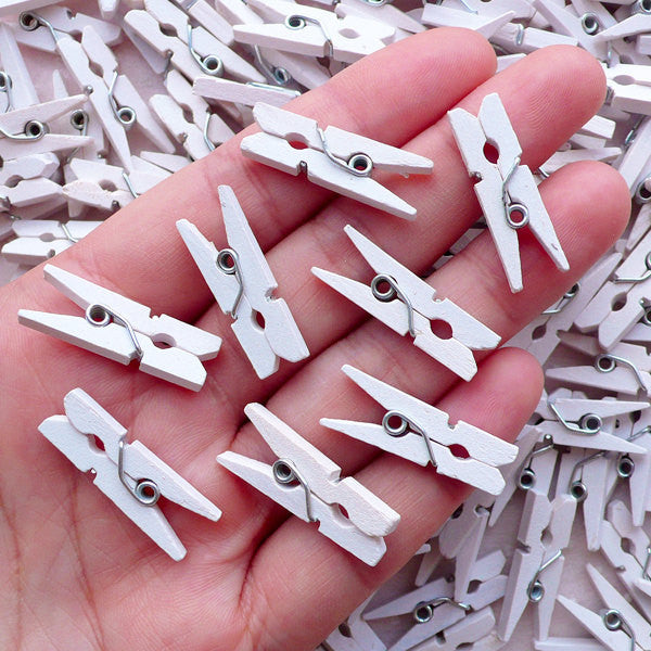 Mini Clothespins / Small Wooden Clothes Pins / Tiny Clothespegs / Litt, MiniatureSweet, Kawaii Resin Crafts, Decoden Cabochons Supplies