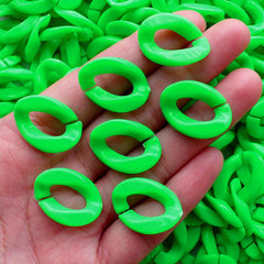 Plastic Open Links / Big Acrylic Chain Links (Green / 17mm x 23mm / 10pcs) Kawaii Necklace Rainbow Bracelet Large Chunky Cable Chain F206