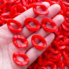 Acrylic Open Links / Big Plastic Chain Links (Red / 17mm x 23mm / 10pcs) Rainbow Necklace Large Bracelet Kawaii Jewellery Chunky Chain F207