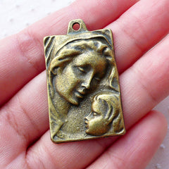 Mother and Son Charms (1pc / 22mm x 37mm / Antique Bronze) Necklace Keychain Handbag Charm Baby Shower Favor Charm New Mom Gift CHM2140