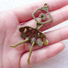 CLEARANCE Large Ballerina Charms Big Ballet Dancer Pendant (1pc / 34mm x 68mm / Antique Bronze) Necklace Key Ring Keychain Purse Handbag Charm CHM2146