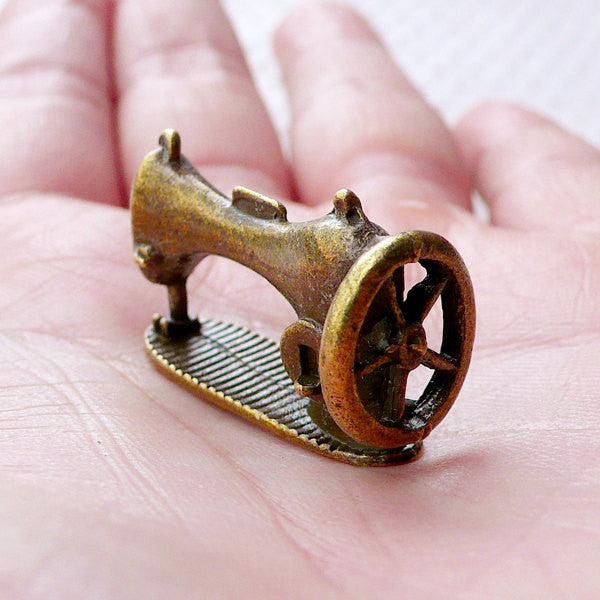 Miniature Vintage Iron Charm (1 piece / 27mm x 16mm / Antique Bronze / 3D / 2 Sided) Dollhouse Whimsical Jewelry Novelty Necklace CHM2173