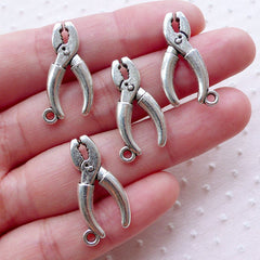 Pliers Charms Hardware Tool Pendant (4pcs / 13mm x 25mm / Tibetan Silver / 2 Sided) Novelty Jewelry Gift for Father Boyfriend Men CHM2174