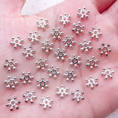 Flower Daisy Spacers / Daisy Rondelle Beads (30pcs / 7mm / Silver) Elastic Stretch Thread Bracelet Necklace DIY Jewellery Findings CHM2230
