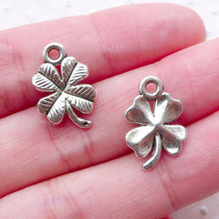 CLEARANCE Silver 4 Leaf Clover Charms (6pcs / 11mm x 17mm / Tibetan Silver) Good Luck Jewellery Keychain Bracelet Earrings Necklace Making CHM2231