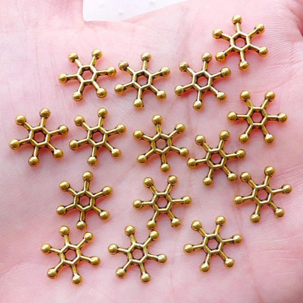 Daisy Rondelle Beads / Daisy Flower Spacers (15pcs / 12mm / Antique Gold) Elastic Thread Stretch Necklace Bracelet Jewelry Findings CHM2246