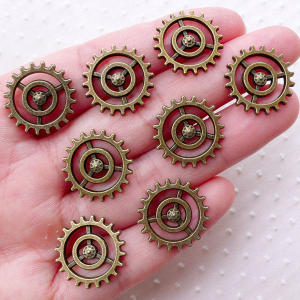 Steampunk Gear Charm (8pcs 18mm Antique Bronze) Small