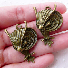 Big Head Owl Charms (2pcs / 24mm x 35mm / Antique Bronze) Animal Necklace Large Bird Pendant Earrings Keychain Bookmark Bag Charm CHM2258