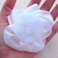 Large Chiffon Flower / Big Chiffon Ruffle Rose / Floral Applique (1 piece / 10cm / White) Baby Toddler Hair Bow Wedding Headband Making B153