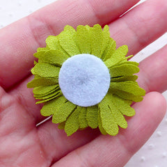 CLEARANCE Chrysanthemum Flower / Fabric Dahlia / Pom Pom Floral Applique (2pcs / 3.5cm / Apple Green) DIY Hairbow Head Band Hair Clip Boutonniere B197