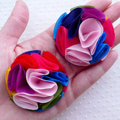 CLEARANCE Colorful Puff Flowers / Fabric Floral Applique (2pcs / 5cm) DIY Wedding Bouquets Boutonniere Lapel Flower Hair Bows Headbands Hairclip B206