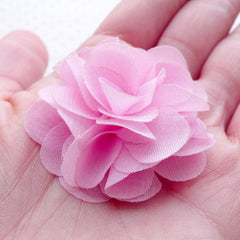 Pink Chiffon Flower / Fabric Peony / Puff Floral Applique (3pcs / 4.5cm) Sewing Toddler Floral Headbands Baby Flower Hair Bows Making B212