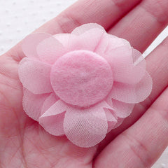 Pink Chiffon Flower / Fabric Peony / Puff Floral Applique (3pcs / 4.5cm) Sewing Toddler Floral Headbands Baby Flower Hair Bows Making B212