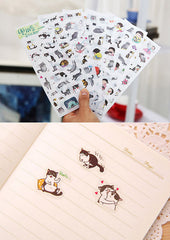 Transparent Cat Sticker (6 Sheets) Cute Animal Kitty Kitten Scrapbooking Journal Diary Decoration Gift Packaging Card Making Home Decor S291