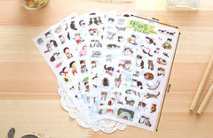 Transparent Cat Sticker (6 Sheets) Cute Animal Kitty Kitten Scrapbooking Journal Diary Decoration Gift Packaging Card Making Home Decor S291