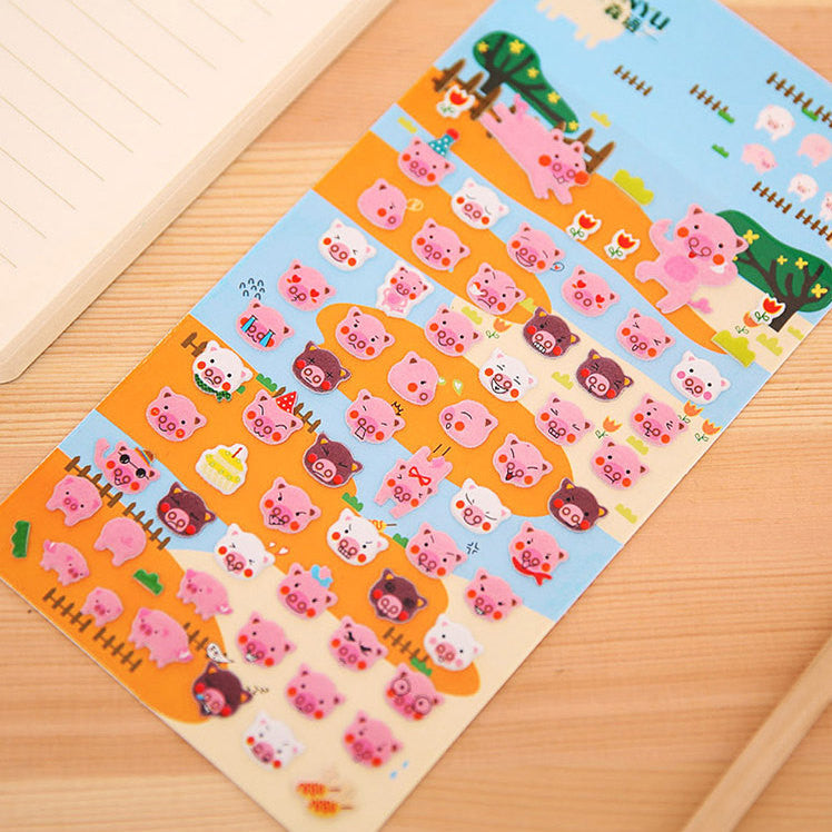 CLEARANCE Pig Puffy Sticker (1 Sheet) Cute Scrapbook Animal Decoration Journal Diary Deco Home Decor Kawaii Card Embellishment Stationery Supply S292