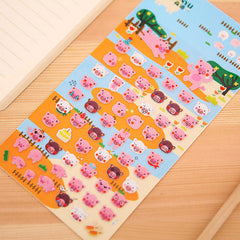 CLEARANCE Pig Puffy Sticker (1 Sheet) Cute Scrapbook Animal Decoration Journal Diary Deco Home Decor Kawaii Card Embellishment Stationery Supply S292