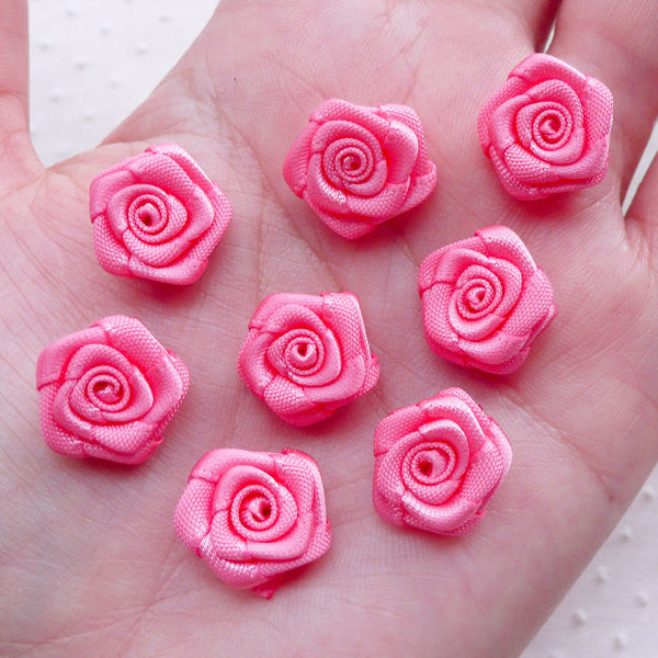 Dusty Pink Satin Roses,Fabric Flowers Applique Sewing Small Pink