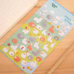 Alpaca and Sheep Puffy Sticker (1 Sheet) Kawaii Animal Scrapbooking Gift Wrap Packaging Diary Deco Collage Card Making Party Decoration S287