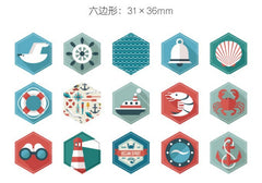 CLEARANCE Nautical Sticker / Boat Anchor Ship Wheel Lighthouse Marine Life Sticker (45pcs) Seal Label Favor Packaging Home Decor Party Decoration S303
