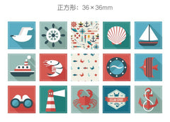 CLEARANCE Nautical Sticker / Boat Anchor Ship Wheel Lighthouse Marine Life Sticker (45pcs) Seal Label Favor Packaging Home Decor Party Decoration S303