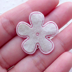 CLEARANCE Flower Applique with Pearl / Satin Daisy / Fabric Floral Applique (6pcs / 27mm / Dark Pink) Invitation Card Making Favor Decoration B244