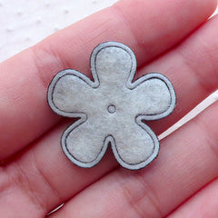 Satin Flower Applique with Pearl Center / Fabric Floral Applique (6pcs / 27mm / Black) Scrapbooking Sewing Supplies Embellishment B240