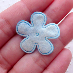 Fabric Floral Applique with Pearl Center / Satin Flower Applique (6pcs / 27mm / Blue) Flower Jewellery DIY Floral Decoration Home Decor B242