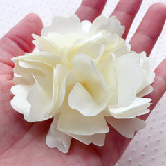 Big Satin Flower Applique / Large Fabric Flowers (1 piece / 7.5cm / White) Wedding Flowers Toddler Bridesmaid Hair Bows Headbands DIY B261