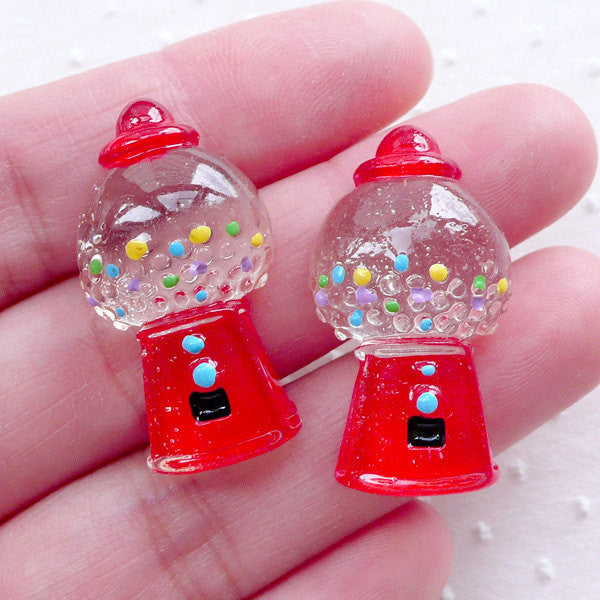 Gumball Machine / Chewing Gum Machine / Coin Slot Machine Cabochon (2pcs / 16mm x 29mm / Flat Back) Kawaii Phone Case Embellishment CAB514