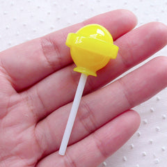 CLEARANCE Faux Lemon Lollipop Cabochon (1 piece / 21mm x 54mm / Yellow / 3D) Fake Sweets Candy Phone Case Novelty Decoden Kawaii Jewelry FCAB358