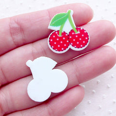 Decora Decoden Piece Acrylic Cherry Cabochons (2pcs / 21mm x 21mm) Fruit Scrapbooking Kawaii Embellishment Cute Cell Phone Deco FCAB351