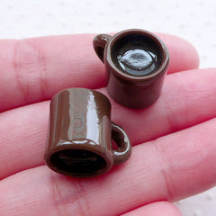 Dollhouse Hot Chocolate Cabochons (2pcs / 16mm x 13mm / Brown) Kawaii Miniature Cup Charms Whimsical Sweets Jewellery Cute Decoden FCAB393