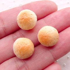 Dollhouse Bun Cabochons Miniature Bread Cabochon (3pcs / 12mm x 10mm / 3D) Kawaii Bakery Decoden Cell Phone Decor Mini Food Craft FCAB409