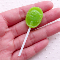 CLEARANCE Fake Lollipop Cabochon (1 piece / 19mm x 61mm / Green Apple / 3D) Imitation Candy Craft Fake Food Faux Sweets Whimsical Decoration FCAB399