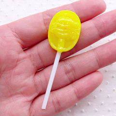 CLEARANCE Yellow Lollipop Cabochon (1 piece / 19mm x 61mm / 3D) Imitation Food Craft Kawaii Sweets Embellishment Faux Candy Decoden Phone Case FCAB401