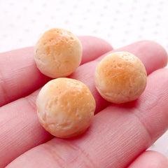 Dollhouse Bun Cabochons Miniature Bread Cabochon (3pcs / 12mm x 10mm / 3D) Kawaii Bakery Decoden Cell Phone Decor Mini Food Craft FCAB409