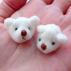 Fabric Bear Head / Kawaii Fabric Toy Animal Doll (2pcs / 25mm x 20mm) Baby Shower Decoration Cute Embellishment Sewing Jewelry DIY CAB524