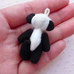 Soft Plush Panda Doll Charm (1 piece / 25mm x 40mm) Fabric Animal Doll Charm Kawaii Ornaments Phone Key Chain Purse Handbag Charm CHM2269