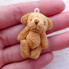 Soft Plush Toy Bear Doll Charm (1 piece / 25mm x 40mm / Brown) Fabric Doll Charm Animal Ornament Phone Keyring Purse Handbag Charm CHM2270