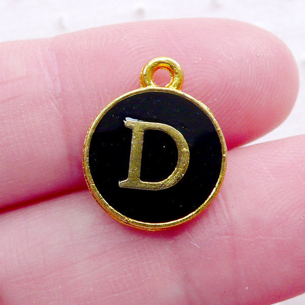 Double Sided Gold Enamel Letter Charms - 1pc, Assorted Colors, Letter Charms Near Me, Letter Charms for Necklaces, Letter Charms Wholesale