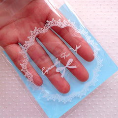 Blue Self Adhesive Plastic Bags / Especially For You Gift Bags w/ Doily & Ribbon Pattern (10cm x 10cm / 20 pcs) Chocolate Food Bags GB134