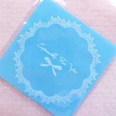Blue Self Adhesive Plastic Bags / Especially For You Gift Bags w/ Doily & Ribbon Pattern (10cm x 10cm / 20 pcs) Chocolate Food Bags GB134