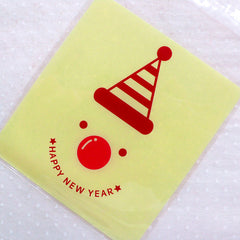 Happy New Year Gift Bags / Snowman Plastic Bags / Snow Man Cello Bags / Christmas Self Adhesive Bags (10cm x 11cm / 20pcs / Yellow) GB144
